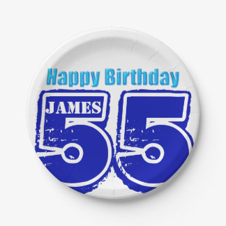 Assiettes En Carton Joyeux 55e anniversaire Plaque de papier personnal