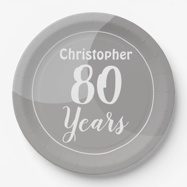 Assiettes En Carton Joyeux 80e anniversaire Plaque papier (Devant)