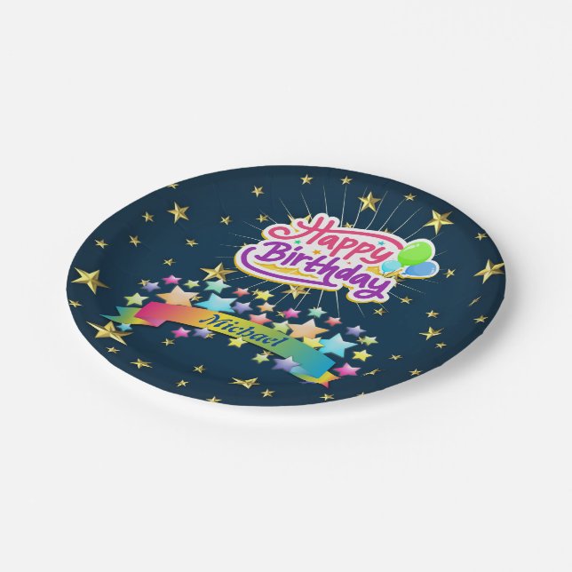 Assiettes En Carton Joyeux anniversaire (Angle)