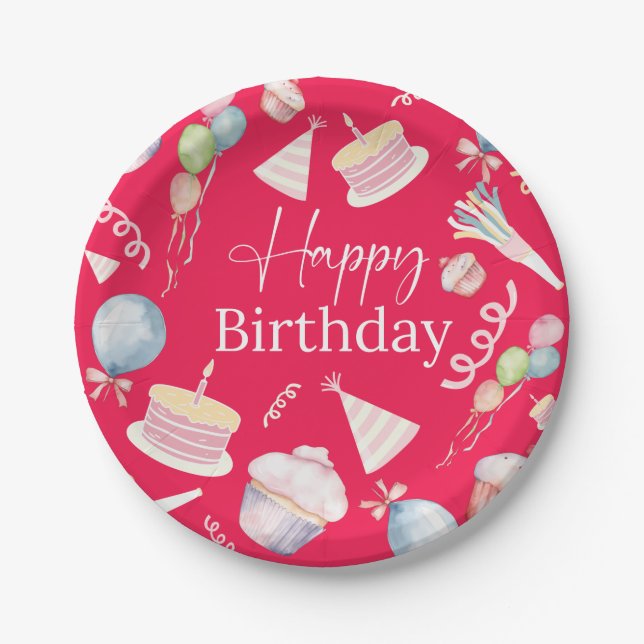 Assiettes En Carton Joyeux anniversaire (Devant)