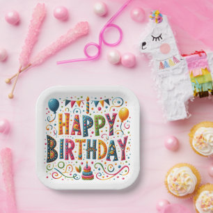 Assiettes En Carton Joyeux Anniversaire