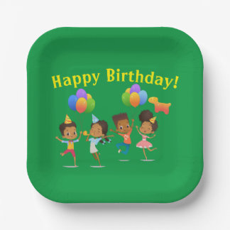 Assiettes En Carton Joyeux anniversaire (afro-américain)
