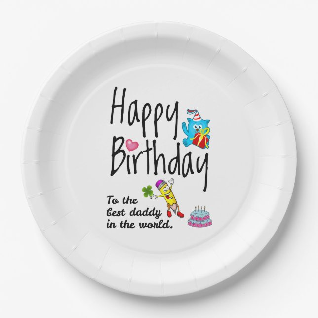 Assiettes En Carton Joyeux anniversaire au meilleur papa du monde (Devant)