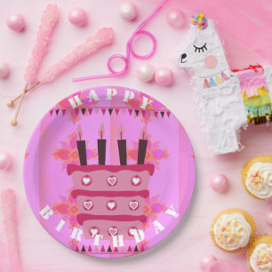 Assiettes En Carton Joyeux anniversaire avec amour et beaucoup plus
