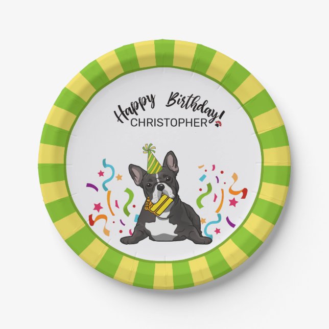 Assiettes En Carton Joyeux anniversaire avec la partie de chien de (Devant)
