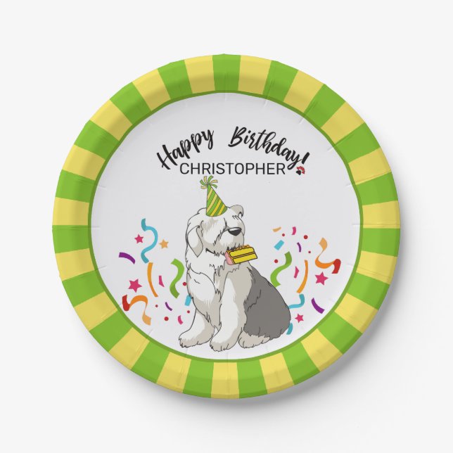 Assiettes En Carton Joyeux anniversaire avec la vieille partie (Devant)