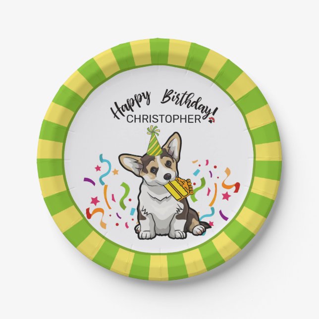 Assiettes En Carton Joyeux anniversaire avec votre partie de chien de (Devant)