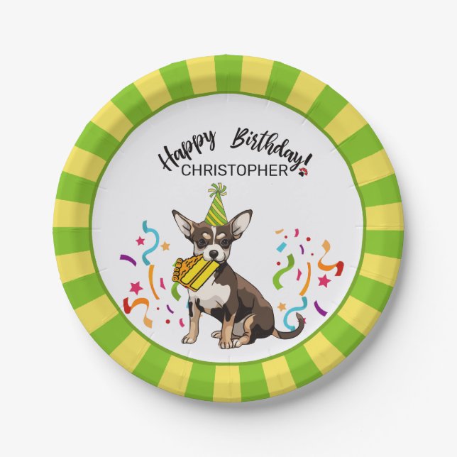 Assiettes En Carton Joyeux anniversaire avec votre partie de chien de (Devant)