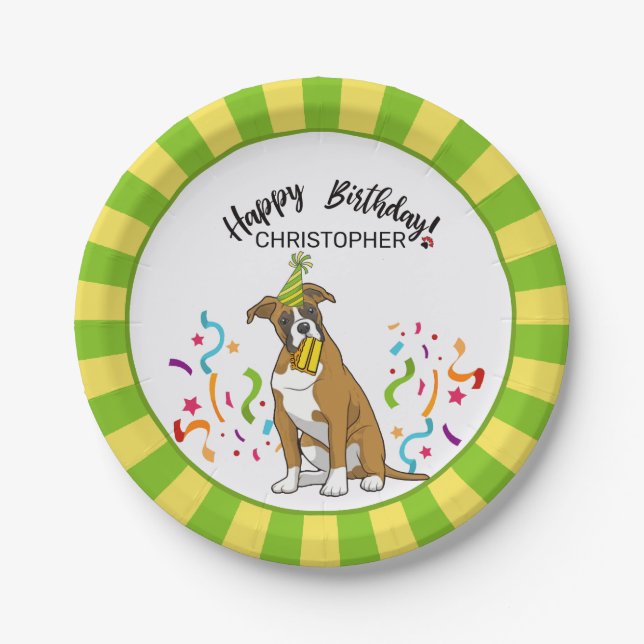 Assiettes En Carton Joyeux anniversaire avec votre partie de chien de (Devant)