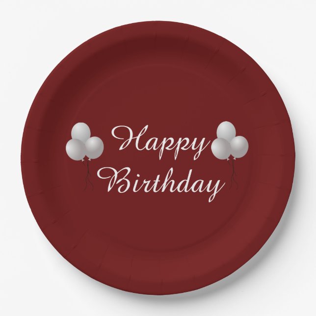 Assiettes En Carton Joyeux Anniversaire, Ballons de fête (Devant)