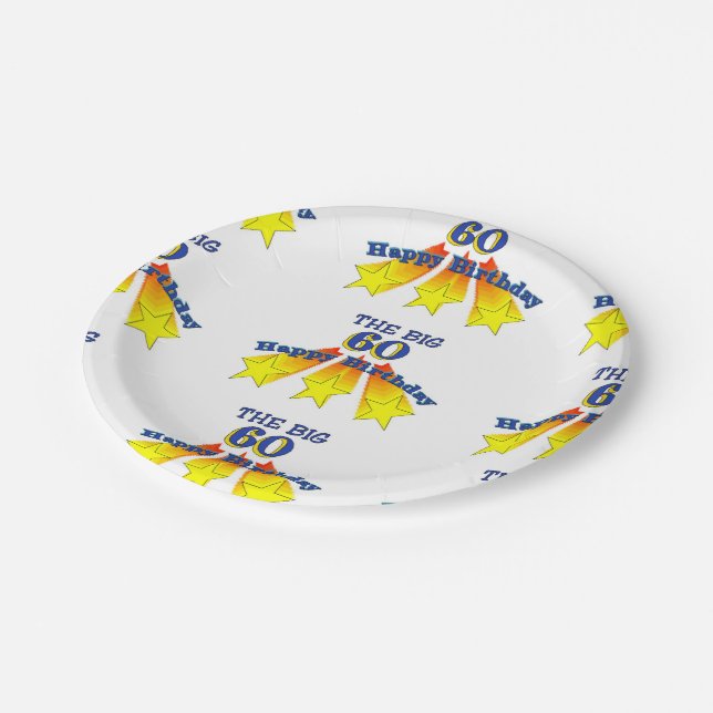 Assiettes En Carton Joyeux anniversaire Big 60 (Angle)