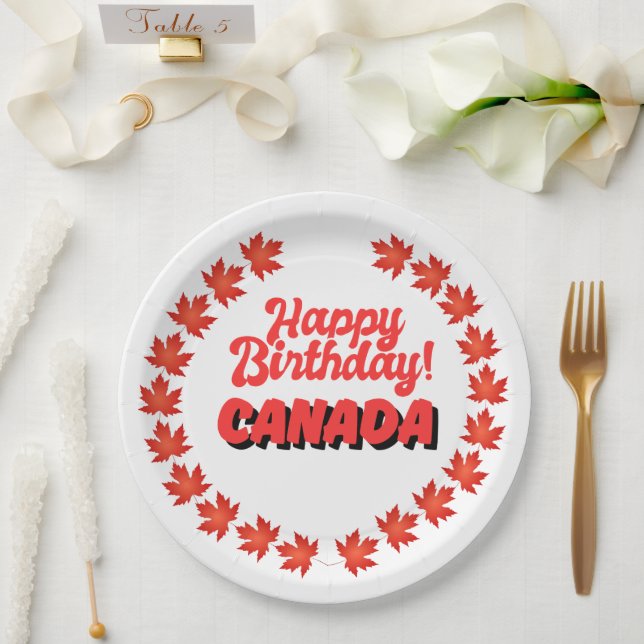 Assiettes En Carton Joyeux anniversaire Canada (Mariage)