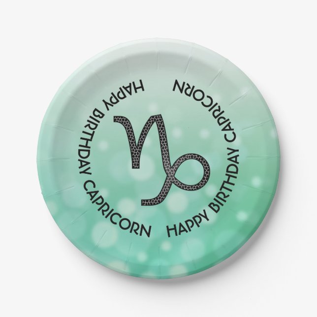Assiettes En Carton Joyeux anniversaire Capricorne Horoscope Zodiac (Devant)