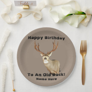 Assiettes En Carton Joyeux Anniversaire Cerf Buck Antlers Vieux Funny