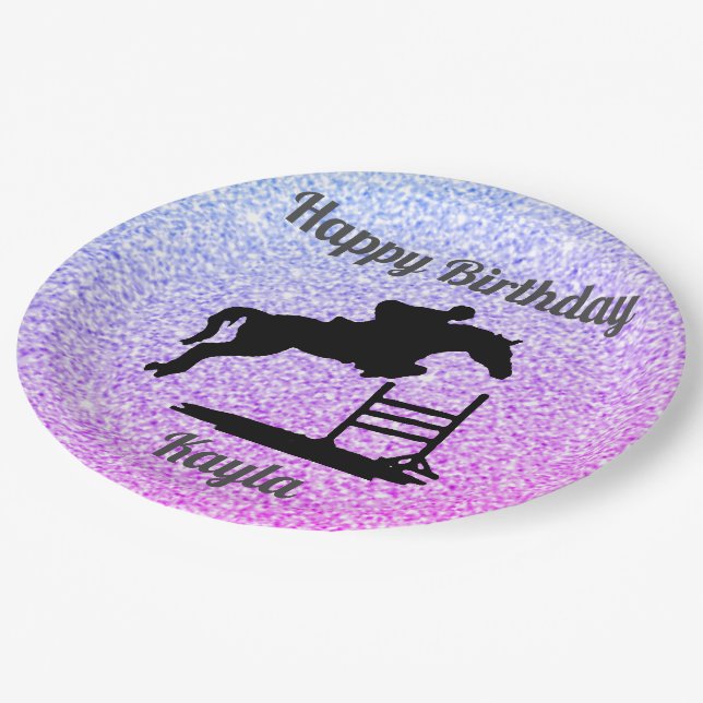 Assiettes En Carton Joyeux Anniversaire Chasseur Cheval Jumper Equestr (Angle)