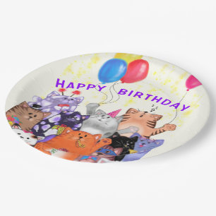Assiettes En Carton Joyeux Anniversaire Chat Funny Plaques papier