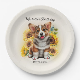 Assiettes En Carton Joyeux Anniversaire Chiens Corgi Adorables Tournes