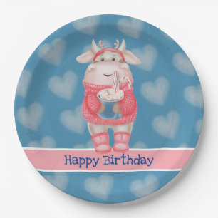 Assiettes En Carton Joyeux Anniversaire Chocolat Chaud Plaque en papie