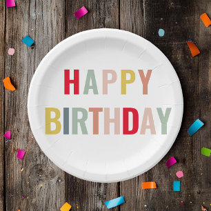 Assiettes En Carton Joyeux anniversaire coloré
