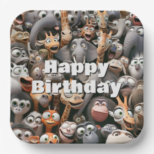 Assiettes En Carton Joyeux Anniversaire Crazy Wildlife Group