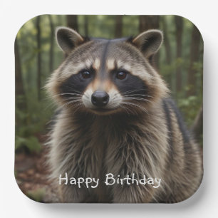 Assiettes En Carton Joyeux Anniversaire Cute Raccoon