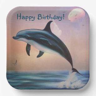 Assiettes En Carton Joyeux anniversaire de dauphin