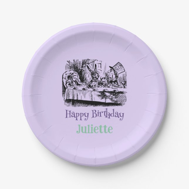 Assiettes En Carton Joyeux anniversaire de la Lavande Alice au pays de (Devant)