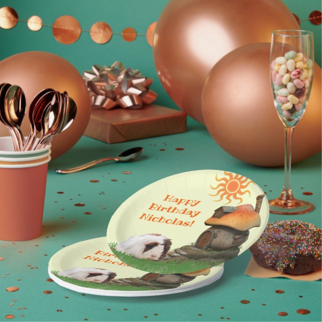 Assiettes En Carton Joyeux anniversaire de l'enfant Guinéen Cochon de  (Multi)