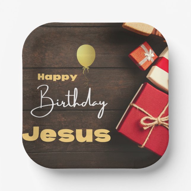 Assiettes En Carton Joyeux Anniversaire de papier Jésus (Recto)