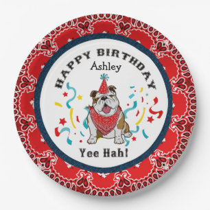 Assiettes En Carton Joyeux anniversaire de ton chien de taureau, Banda