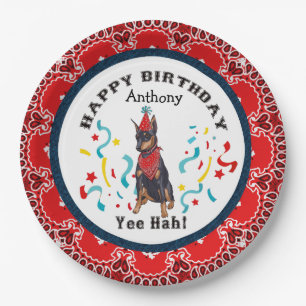 Assiettes En Carton Joyeux anniversaire de ton chien Doberman Bandana 