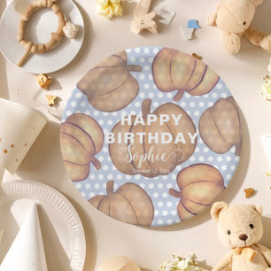Assiettes En Carton Joyeux Anniversaire Fête Citrouille Bleue & Orange