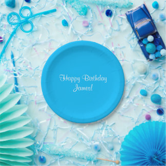 Assiettes En Carton Joyeux anniversaire (James) Nom ici