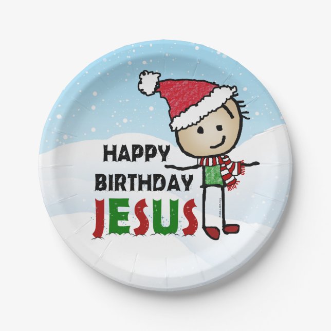 Assiettes En Carton Joyeux anniversaire Jésus (Devant)