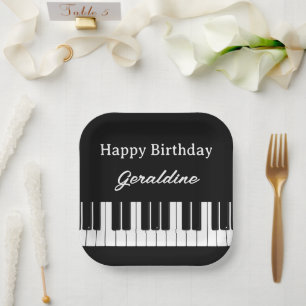 Assiettes En Carton Joyeux Anniversaire Joueur de Piano Personnalisé