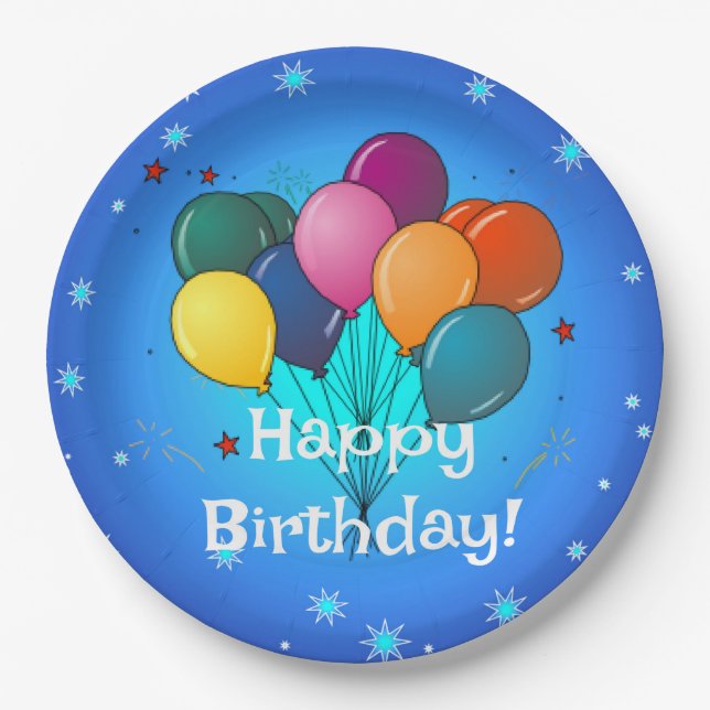 Assiettes En Carton Joyeux anniversaire...l'heure de la fête ! (Devant)