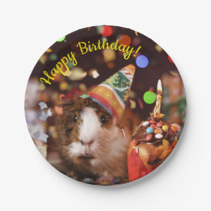 Assiettes En Carton Joyeux anniversaire - Parti Animal Guinea Pig