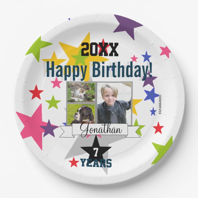 Assiettes En Carton Joyeux Anniversaire Photo Plaque HAMbyWG (Devant)