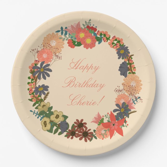 Assiettes En Carton Joyeux anniversaire ! Plaques de papier de couronn (Devant)