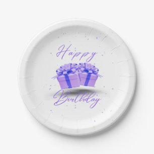 Assiettes En Carton Joyeux Anniversaire Plutôt Violet Plaques en papie