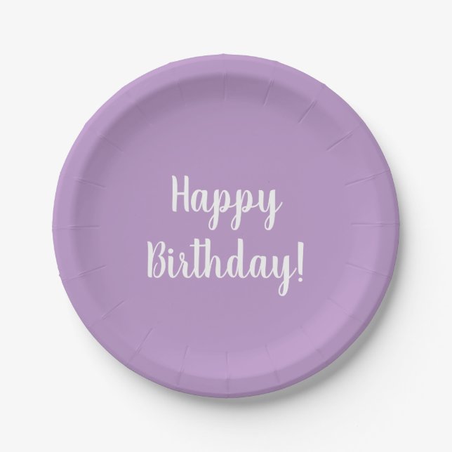 Assiettes En Carton Joyeux anniversaire Purple Lilac fête d'anniversai (Devant)