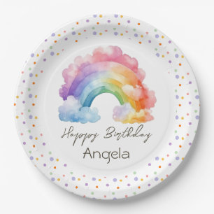 Assiettes En Carton Joyeux anniversaire Rainbow Kids