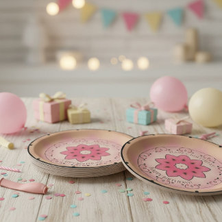 Assiettes En Carton Joyeux Anniversaire Rose