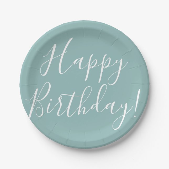 Assiettes En Carton Joyeux anniversaire ! Script moderne personnalisé (Devant)