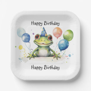 Assiettes En Carton Joyeux anniversaire Whimsical grenouille mignonne
