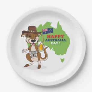 Assiettes En Carton Joyeux Australia Day Kangaroo Koala