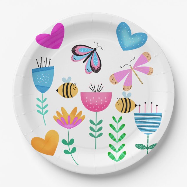 Assiettes En Carton Joyeux Bee Garden (Devant)