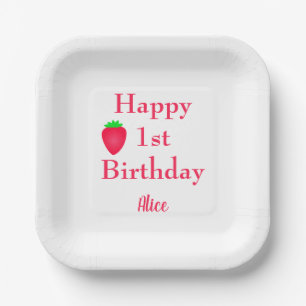 Assiettes En Carton Joyeux Berry Première fraise 1er anniversaire 2024