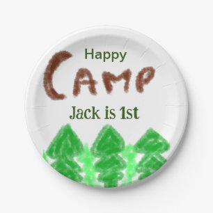 Assiettes En Carton Joyeux camping camper un anniversaire enfants arbr