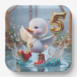 Assiettes En Carton Joyeux Canard Avec Ballons D'Anniversaire N°5